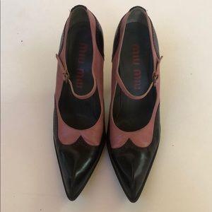 Vintage MiuMiu Prada two tone heels with strap